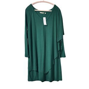 Soft Surroundings Marla Midi Dress Womens 1X  Jewel Green Knit Long Sleeve NWT
